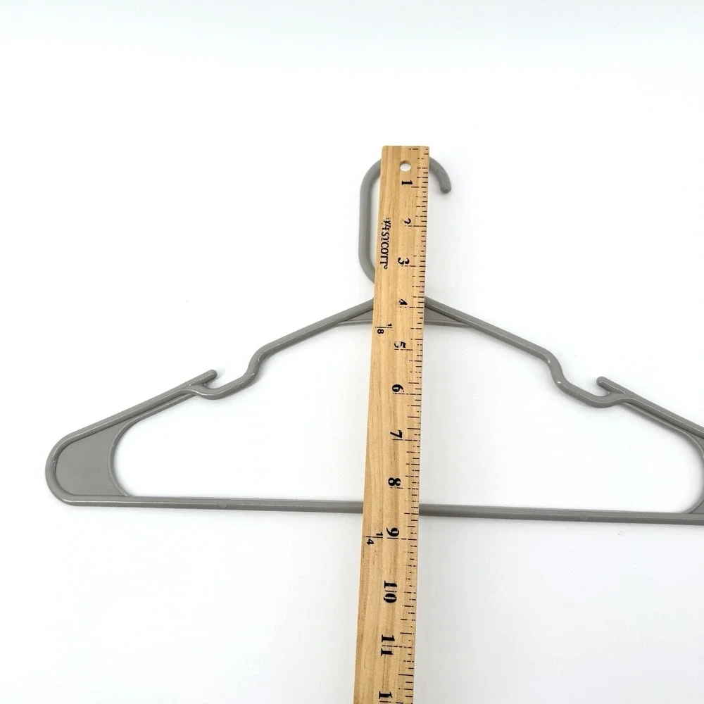 Lot of 20 Grey Notched Plastic Tubular Hangers For Clothing Standard Size‎